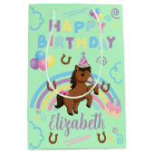 Horse Gift Bag in Green Medium Cadeauzakje (Voorkant)