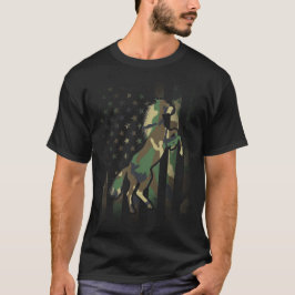 Horse Gift Camo American Flag USA Army T-Shirt