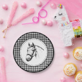 Horse Gingham Papieren Bordje (Feest)