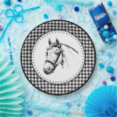 Horse Gingham Papieren Bordje (Feest)