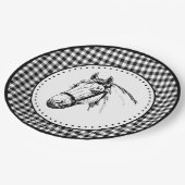 Horse Gingham Papieren Bordje (Gekanteld)