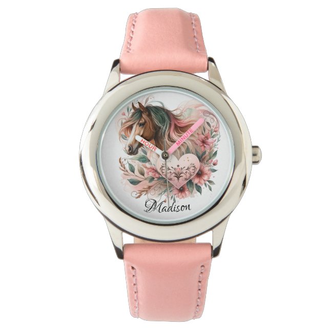 Horse Girl Birthday Horloge (Voorkant)