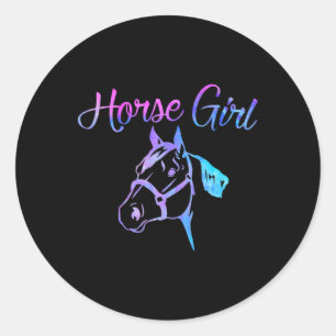 Horse Girl Equestrian Rider Boerderij Owner Teen G Ronde Sticker