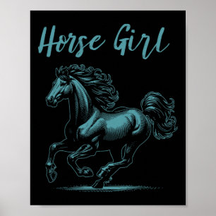 Horse Girl Paardenrenner Paardrijden Graaf Poster