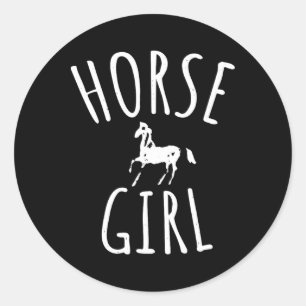 Horse Girl Paardrijden Schattige Ronde Sticker
