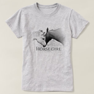 Horse Girl - Persoonlijk - Black and White T-Shirt