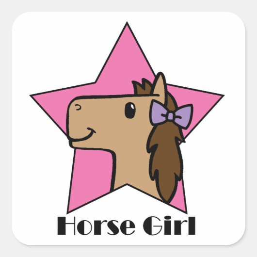 Horse Girl Vierkante Sticker (Voorkant)