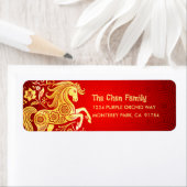 Horse Gold Foil Red Chinese Lunar New Year 2026 Etiket (Insitu)