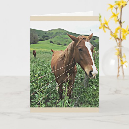 Horse Greeting Card Kaart (Gele Bloem)