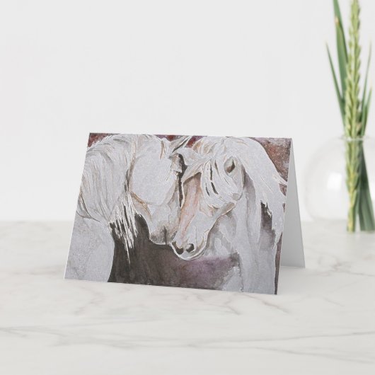 Horse Greeting Card- Peach/Pink Blank Inside Kaart (Voorkant)