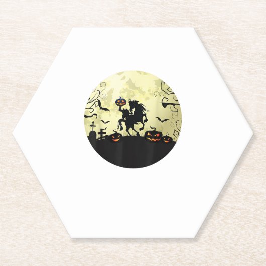 horse halloween headless horseman Pumpkin and moon Kartonnen Onderzetters (Voorkant)