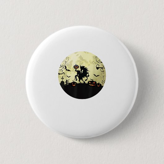 horse halloween headless horseman Pumpkin and moon Ronde Button 5,7 Cm (Voorkant)