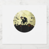 horse halloween headless horseman Pumpkin and moon Sparkling Wijnetiket (Enkel label)