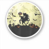 horse halloween headless horseman Pumpkin and moon Sticker (Voorkant)
