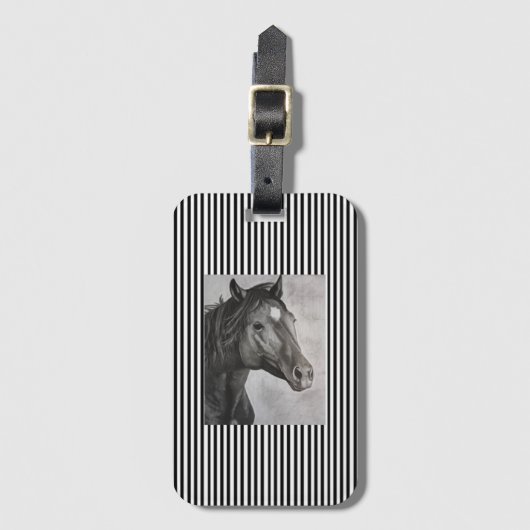 Horse Hand Drawn Art Bagagelabel (Voorkant (verticaal))