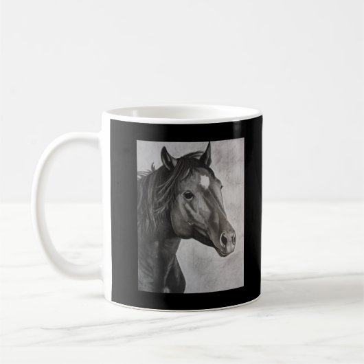 Horse Hand Drawn Art Koffiemok (Links)
