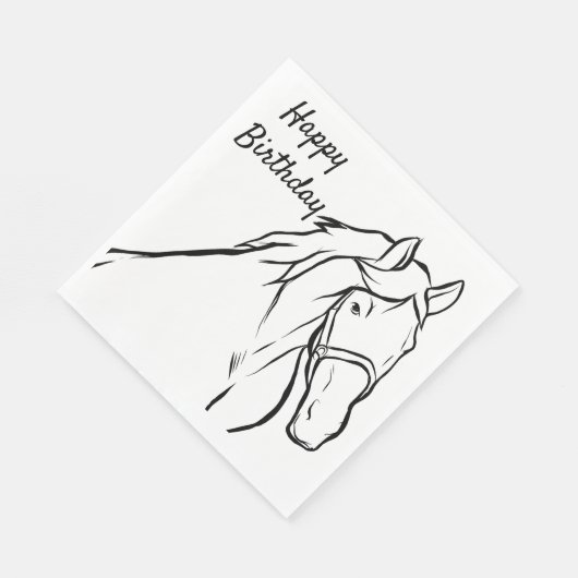 Horse Happy Birthday Equestrian Schattige Pony Par Servet (Hoek)