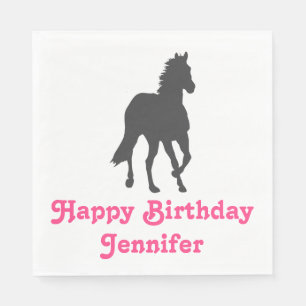 Horse Happy Birthday Equestrian Schattige Pony Par Servet