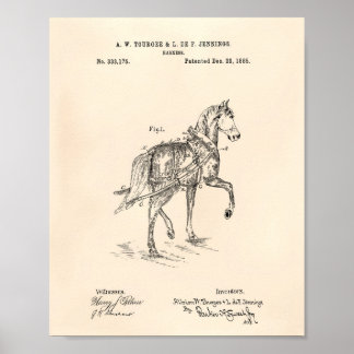 Horse Harness 1885 Patent Art Old Peper Poster