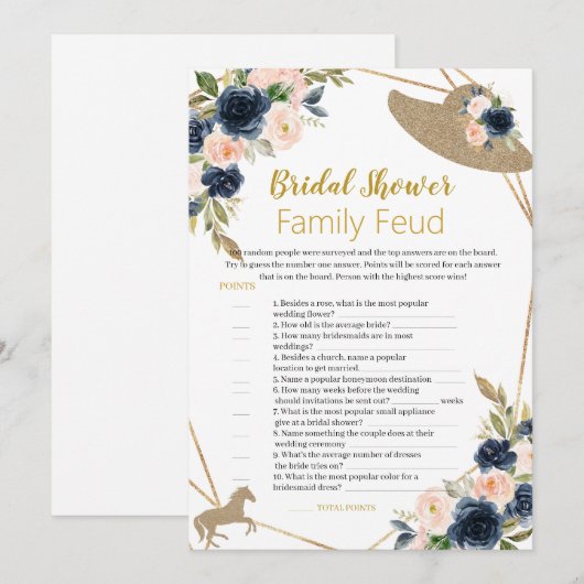 Horse & Hat Theme “Survey Says” Bridal Shower Game Kaart (Voorkant / Achterkant)