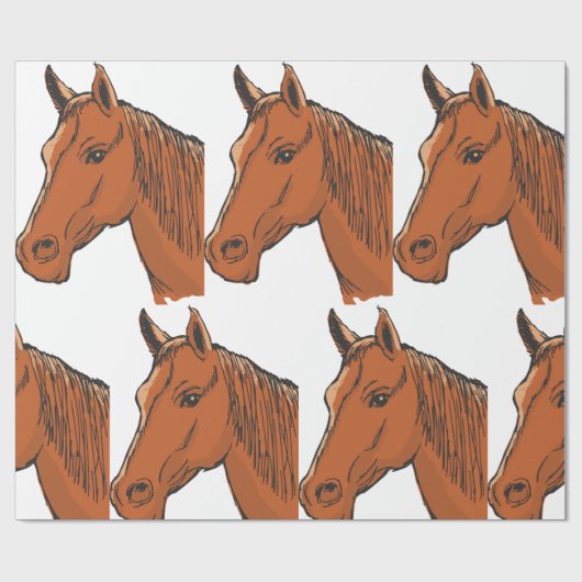 Horse Head Brown Boerderij Animal Cadeaupapier (Vlak)