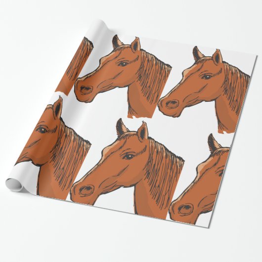 Horse Head Brown Boerderij Animal Cadeaupapier (Uitgerold)