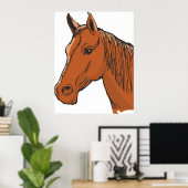 Horse Head Brown Boerderij Animal Poster (Thuiskantoor)