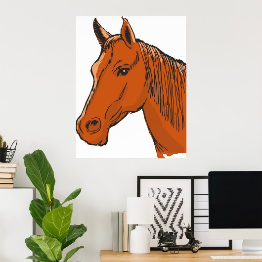 Horse Head Brown Boerderij Animal Poster