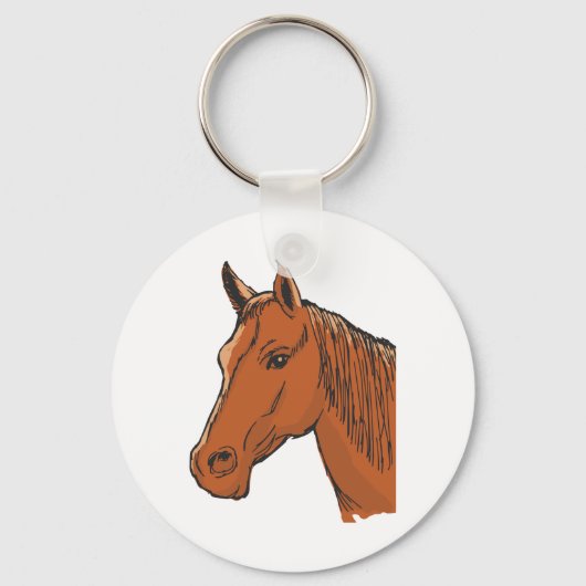 Horse Head Brown Boerderij Animal Sleutelhanger (Voorkant)