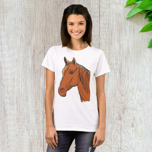 Horse Head Brown Boerderij Animal T-shirt