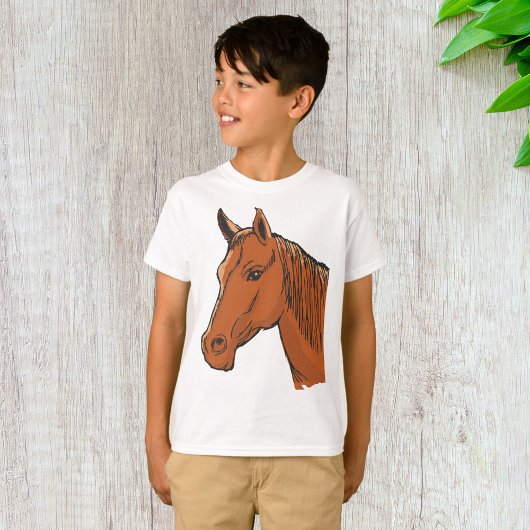 Horse Head Brown Boerderij Animal T-shirt