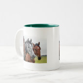 Horse Head Classic Witte Mok Ruitersport Groene Ra (Voorkant links)