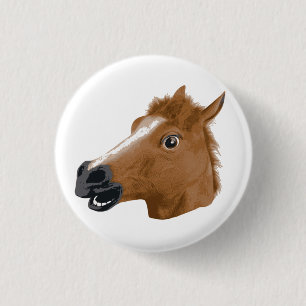 Horse Head Creepy-masker Ronde Button 3,2 Cm