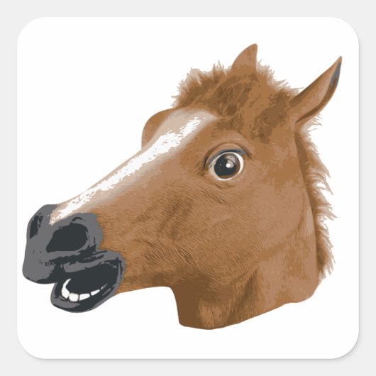Horse Head Creepy-masker Vierkante Sticker (Voorkant)
