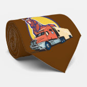 Horse Head en Semi Truck voor vrachtwagenchauffeur Stropdas (Opgerold)
