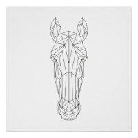Horse Head Geometric Black & White Modern Art