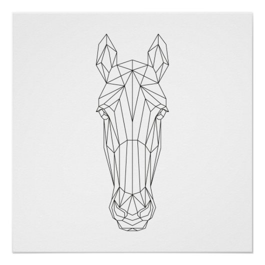 Horse Head Geometric Black & White Modern Art Poster (Voorkant)