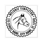 Horse Head Line Art FF Naam Retouradres Zelfinktende Stempel (Design)