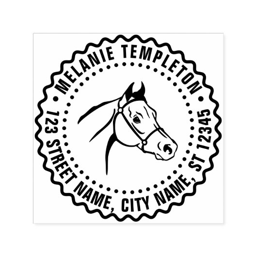 Horse Head Line Art FF Naam Retouradres Zelfinktende Stempel (Design)