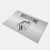 Horse Head op Silver Welcome Deurmat (Schuin)