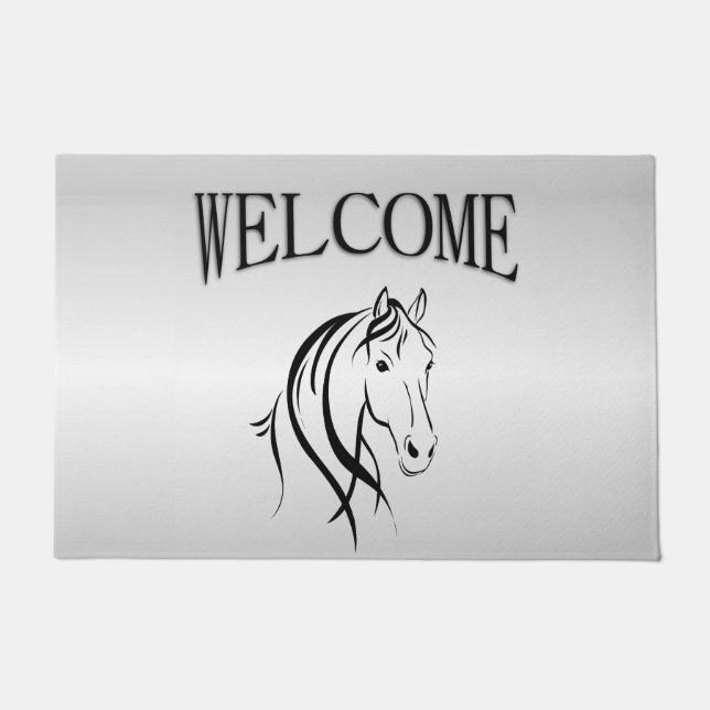 Horse Head op Silver Welcome Deurmat (Voorkant)