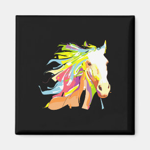 Horse Head Rainbow Art Magneet
