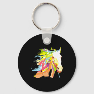 Horse Head Rainbow Art Sleutelhanger