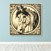  Horse Head-schets Canvas Afdruk (Insitu (Houten vloer))
