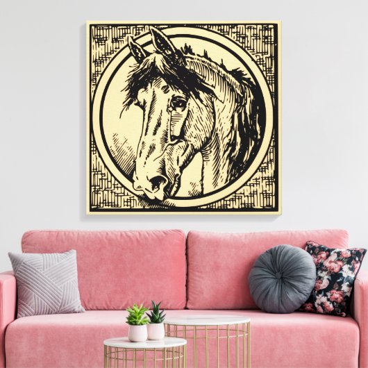 Horse Head-schets Canvas Afdruk (Insitu (Woonkamer))
