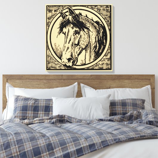  Horse Head-schets Canvas Afdruk (Insitu (Slaapkamer))