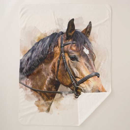 Horse Head Sherpa Blanket Deken (Voorkant)