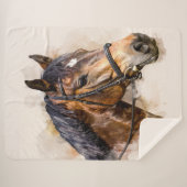 Horse Head Sherpa Blanket Sherpa Deken (Voorkant (horizontaal))
