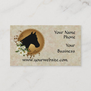 Horse Head Silhouette en Daisies Biz-kaarten Visitekaartje