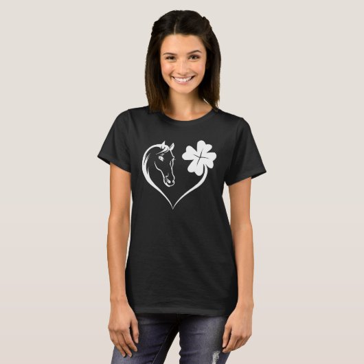 Horse Heart & Leaf Irish St Patrick Day Horse T-shirt (Voorkant volledig)